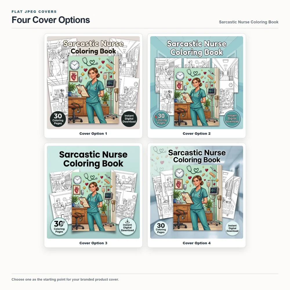 Sarcastic Nurse Coloring Your Brand PLR cover options