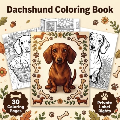 Dachshund Coloring Book PLR Publisher Kit for Doxie and Wiener Dog Lovers