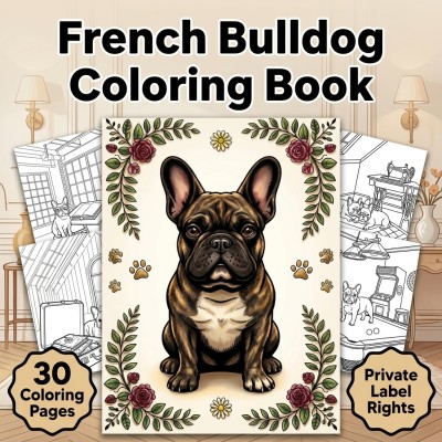 French Bulldog Coloring Book PLR Publisher Kit for Frenchie-Themed Printables