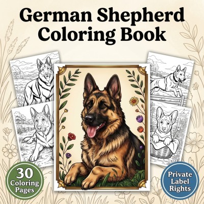 German Shepherd Coloring Book PLR Kit for Custom-Branded Publishing