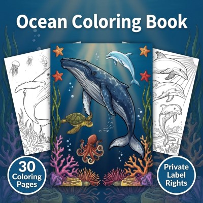 Ocean Coloring Book Private Label Rights Kit for Marine-Life Publishers