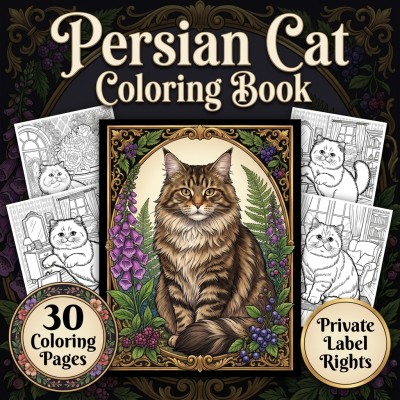 Persian Cat Coloring Book PLR Kit for an Elegant Branded Collection