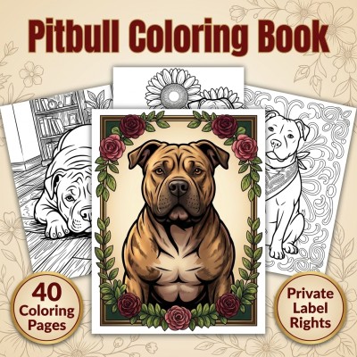 Pitbull Coloring Book PLR Working Kit for Realistic Branded Editions
