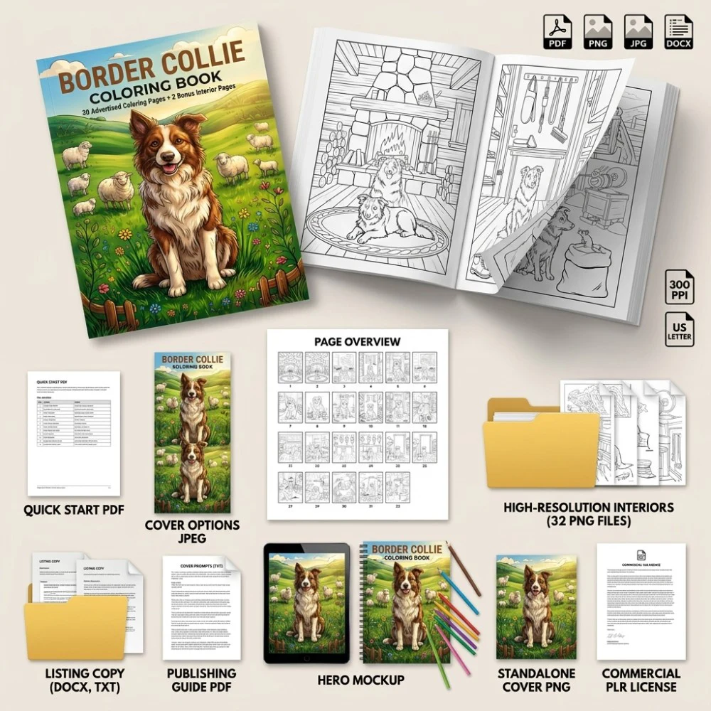 Border Collie Coloring What You Get PLR files