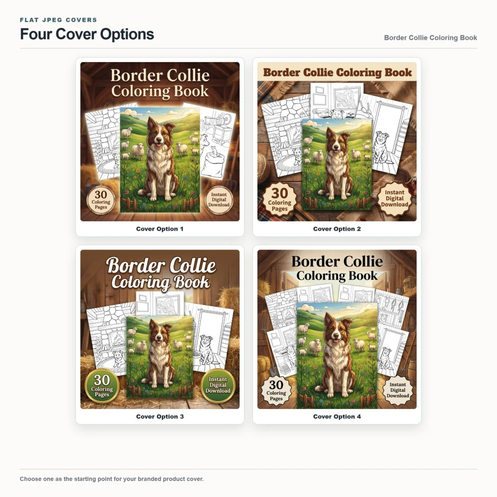 Border Collie Coloring Your Brand PLR cover options