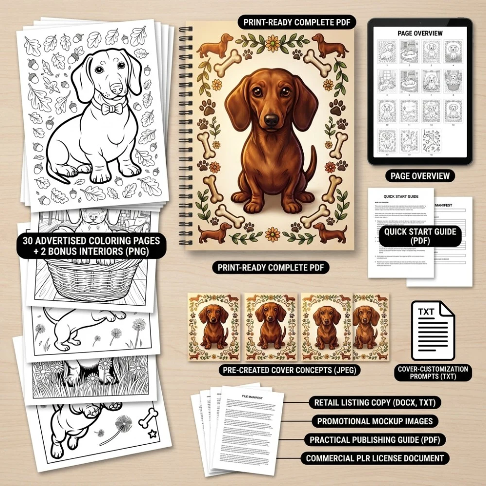 Dachshund Coloring What You Get PLR files