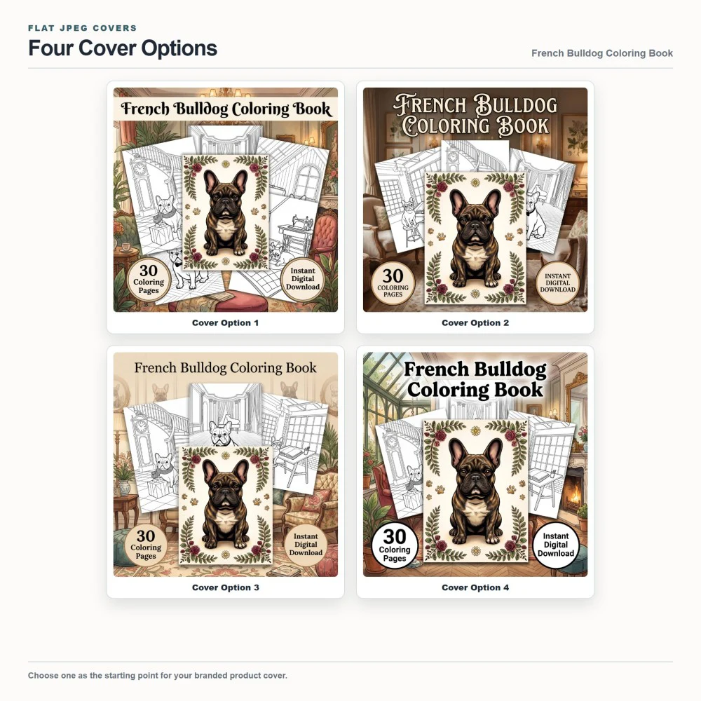 French Bulldog Coloring Your Brand PLR cover options