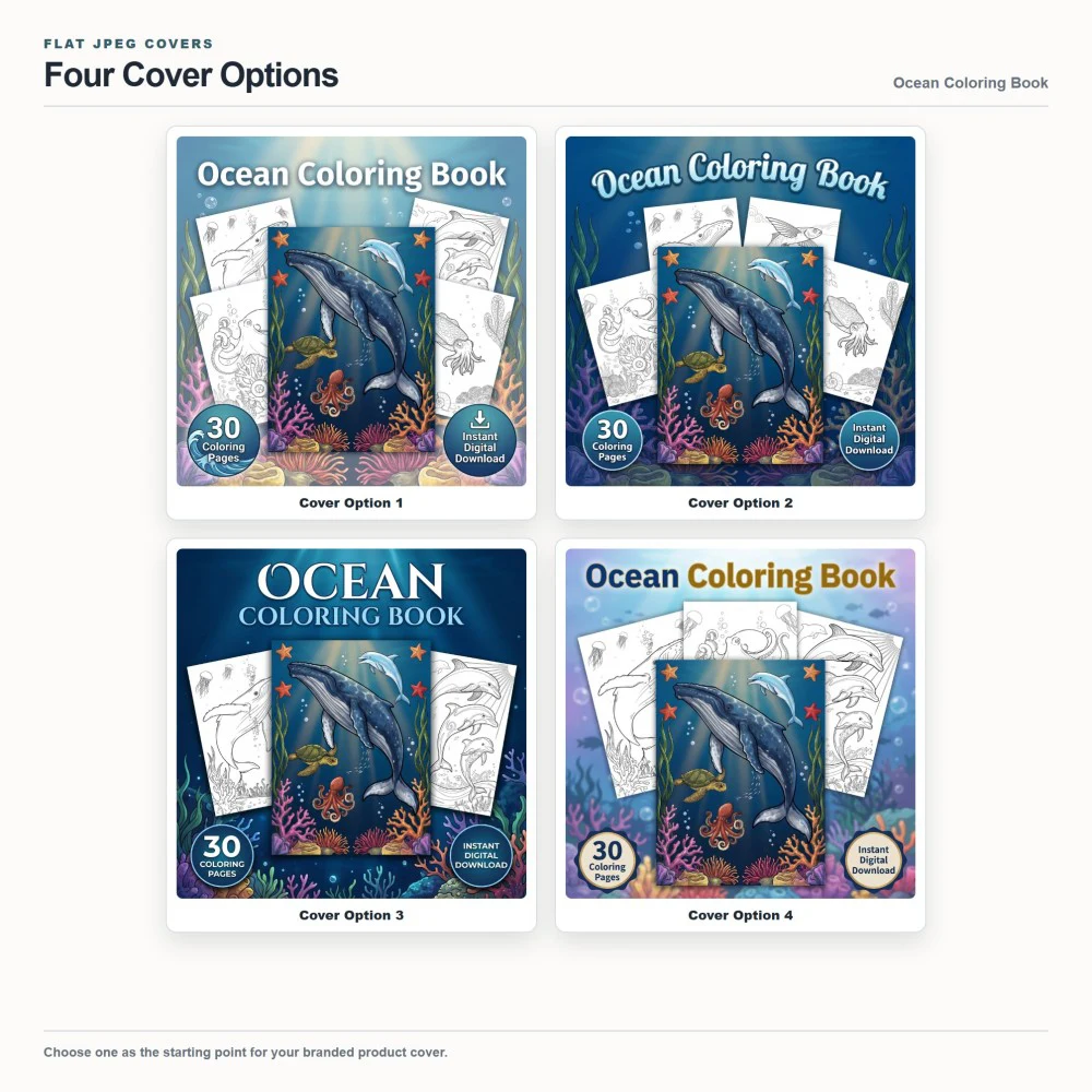 Ocean Coloring Your Brand PLR cover options