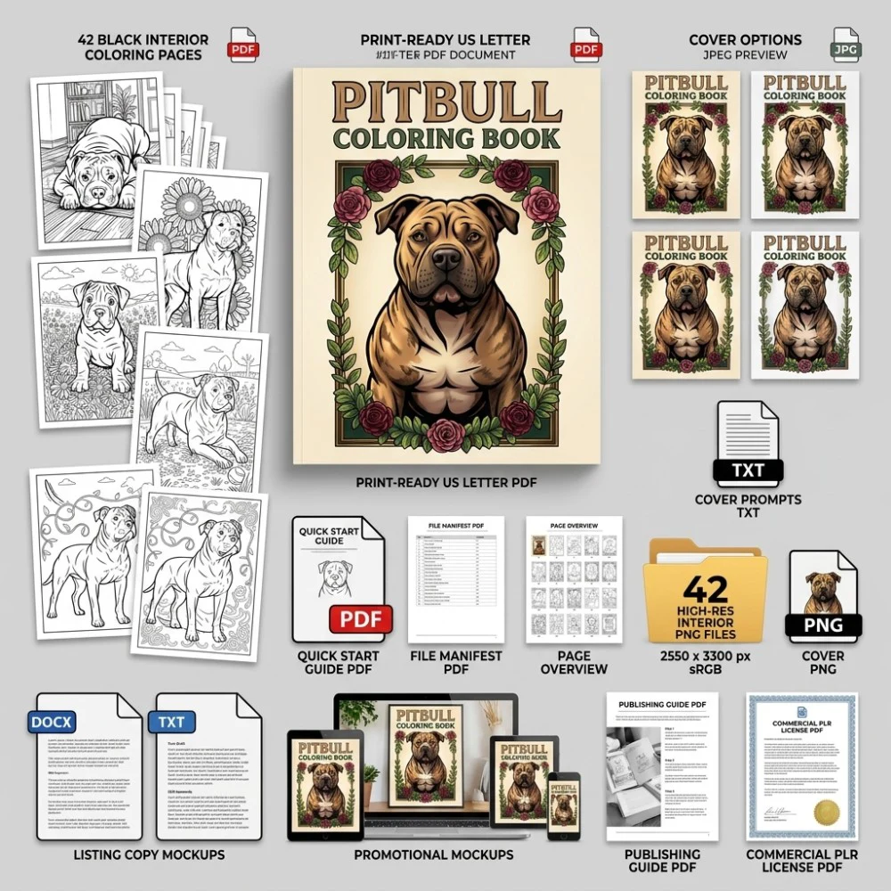 Pitbull Coloring What You Get PLR files