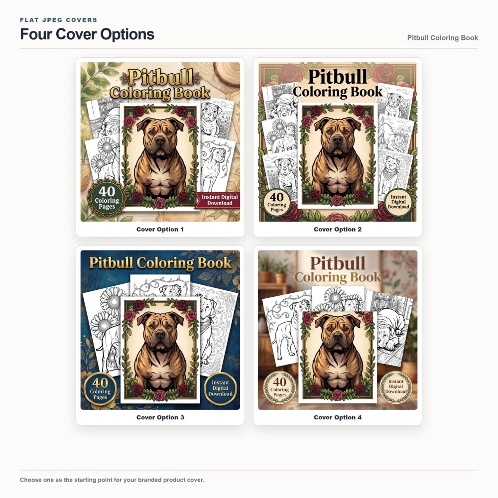Pitbull Coloring Your Brand PLR cover options