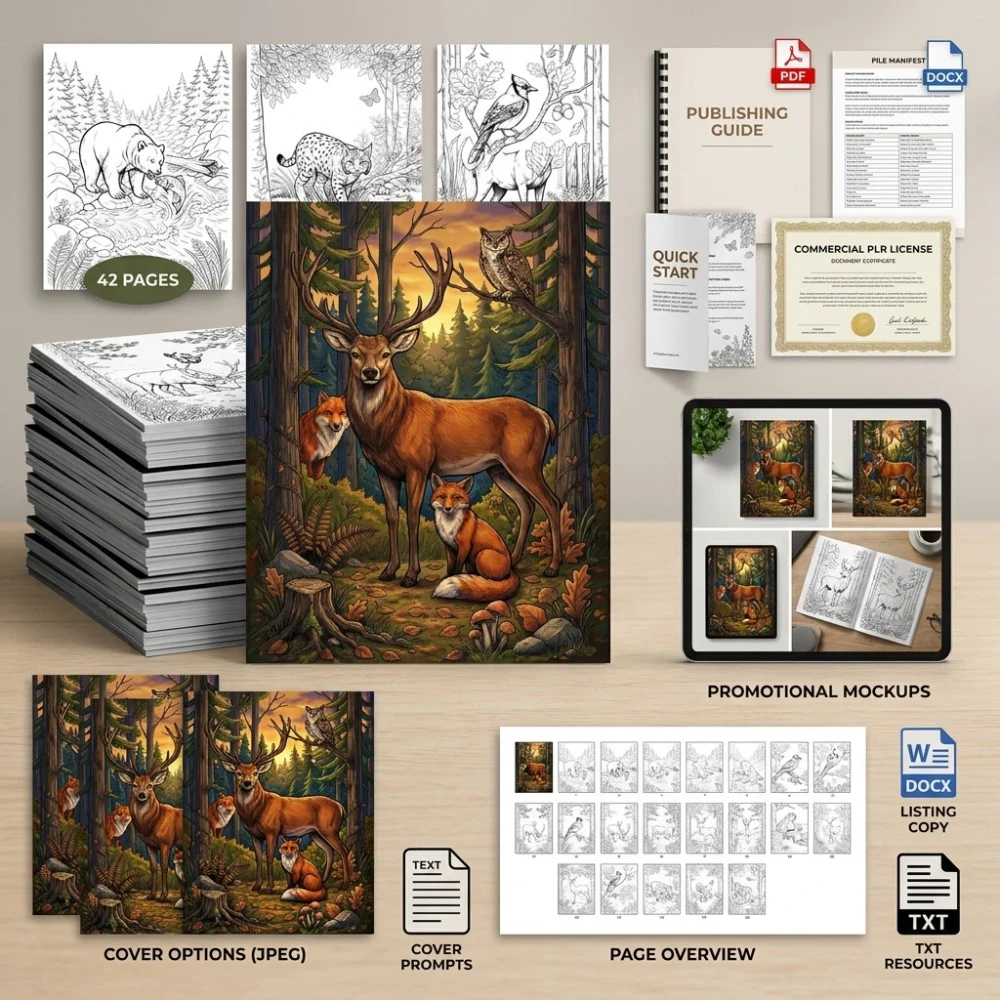 Wildlife Coloring What You Get PLR files