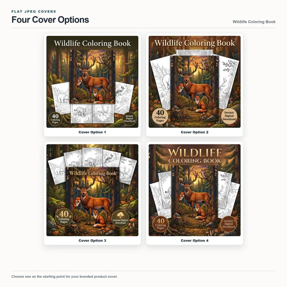 Wildlife Coloring Your Brand PLR cover options