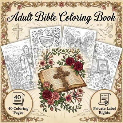 Adult Bible Coloring Book PLR Publisher Kit for Faith-Based Gifts