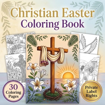 Christian Easter Coloring Book PLR Publisher Kit for Faith-Based Seasonal Audiences