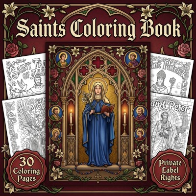 Saints Coloring Book PLR Publisher Kit for Catholic Devotional Gift Publishing