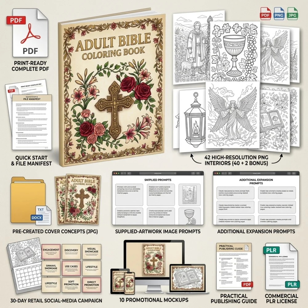 Adult Bible Coloring What You Get PLR files