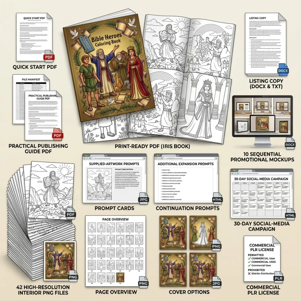 Bible Heroes Coloring What You Get PLR files