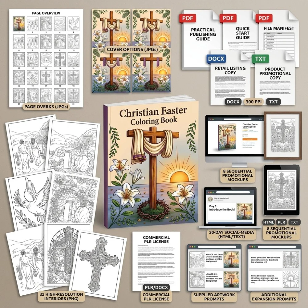 Christian Easter Coloring What You Get PLR files