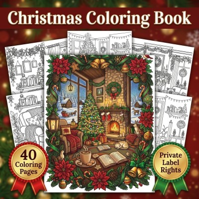 Christmas Coloring Book PLR Kit for Cozy Winter Scenes With Expansion Prompts