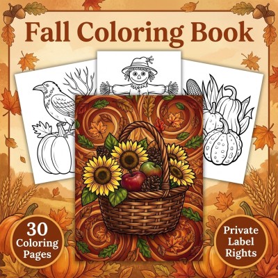 Fall Coloring Book PLR Kit for Autumn Harvest and Creative Expansion