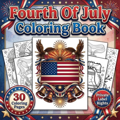 Fourth of July Coloring Book PLR Kit for Patriotic Americana Printables