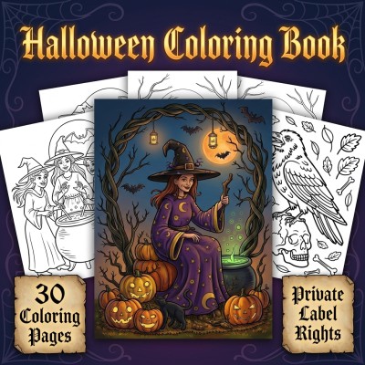Halloween Coloring Book PLR Publisher Kit for Gothic Adult Colorists