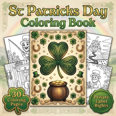 St Patricks Day Coloring Book PLR Kit for Irish Holiday Printable Publishing