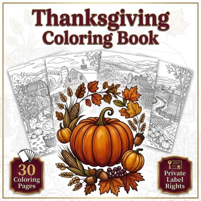 Thanksgiving Coloring Book PLR Kit for Harvest and Gratitude Publishing