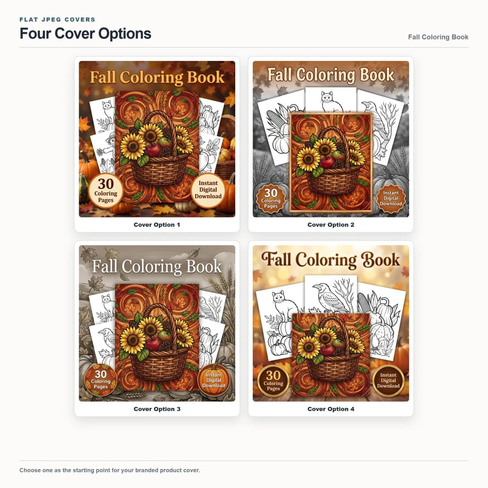 Fall Coloring Your Brand PLR cover options