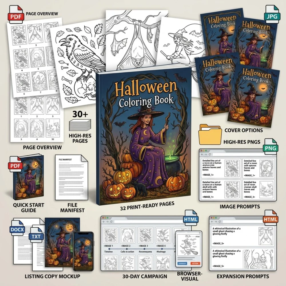 Halloween Coloring What You Get PLR files