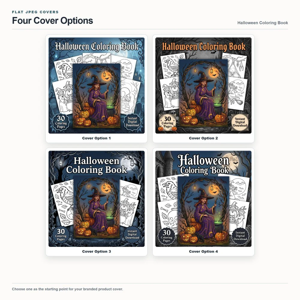 Halloween Coloring Your Brand PLR cover options