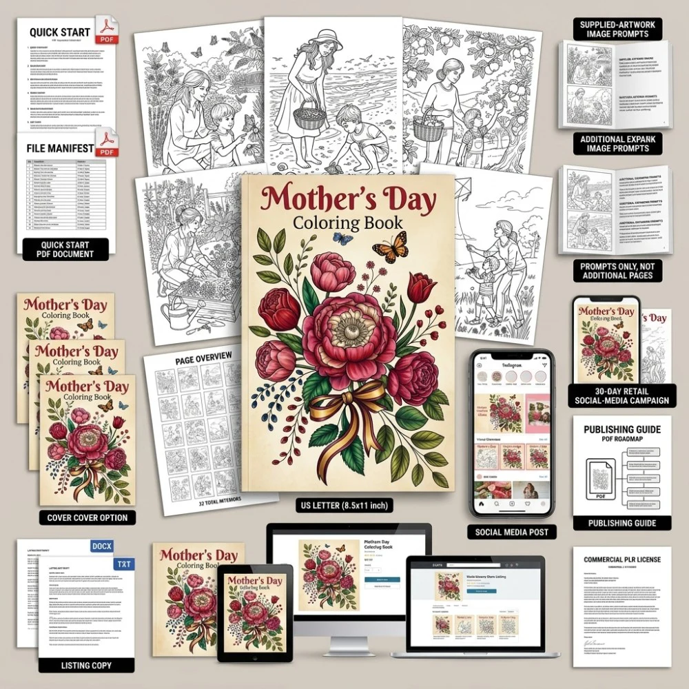 Mothers Day Coloring What You Get PLR files