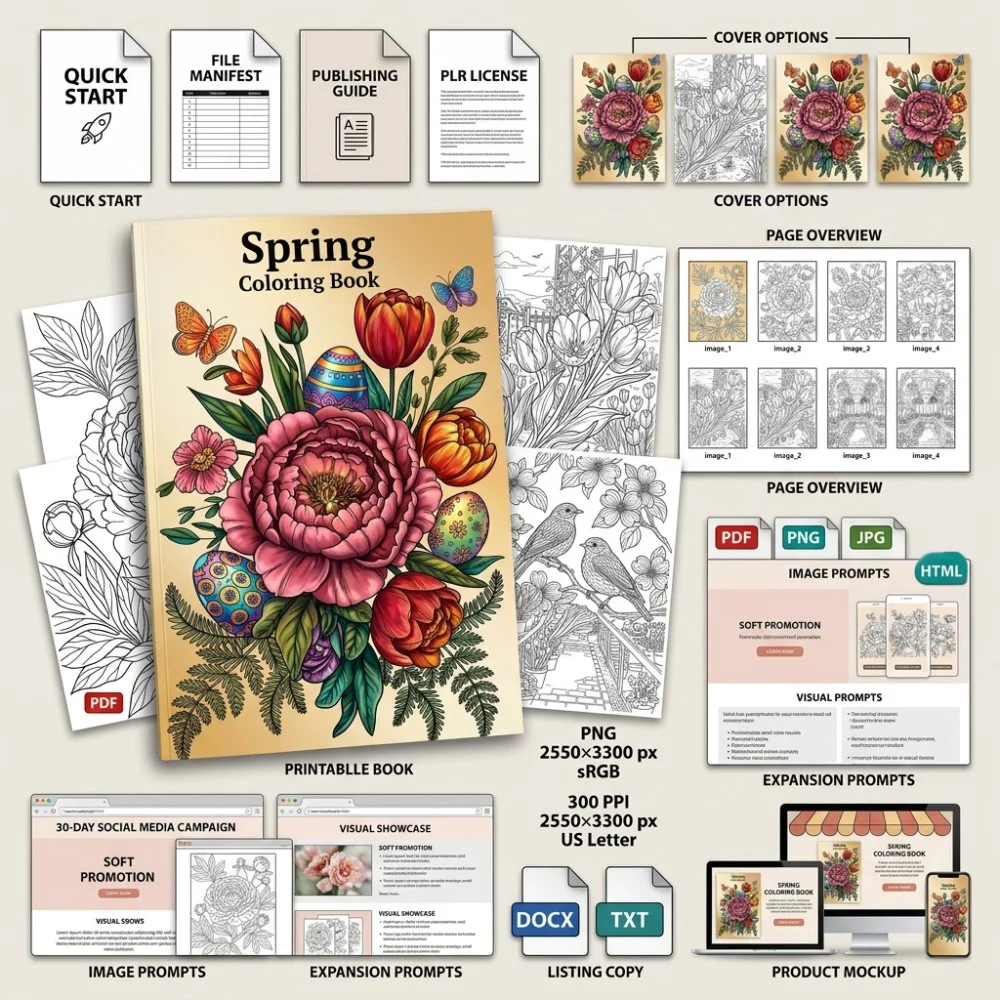 Spring Coloring What You Get PLR files