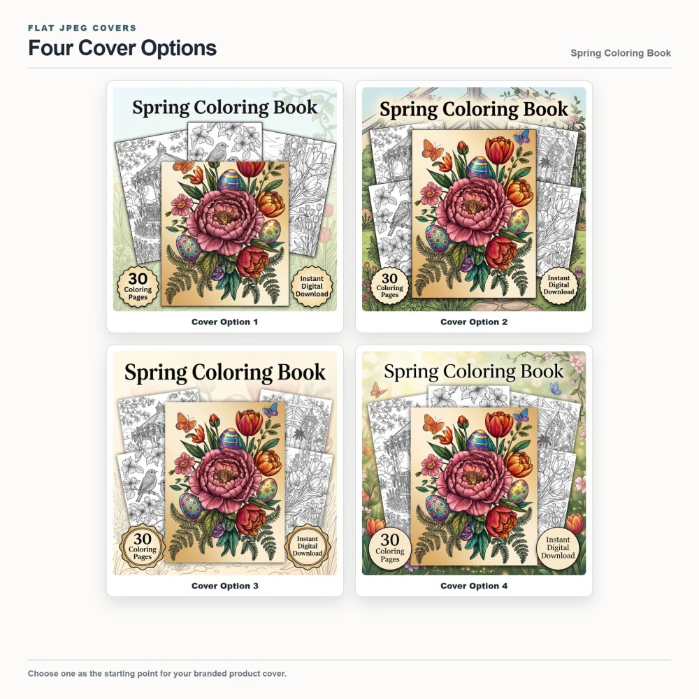 Spring Coloring Your Brand PLR cover options