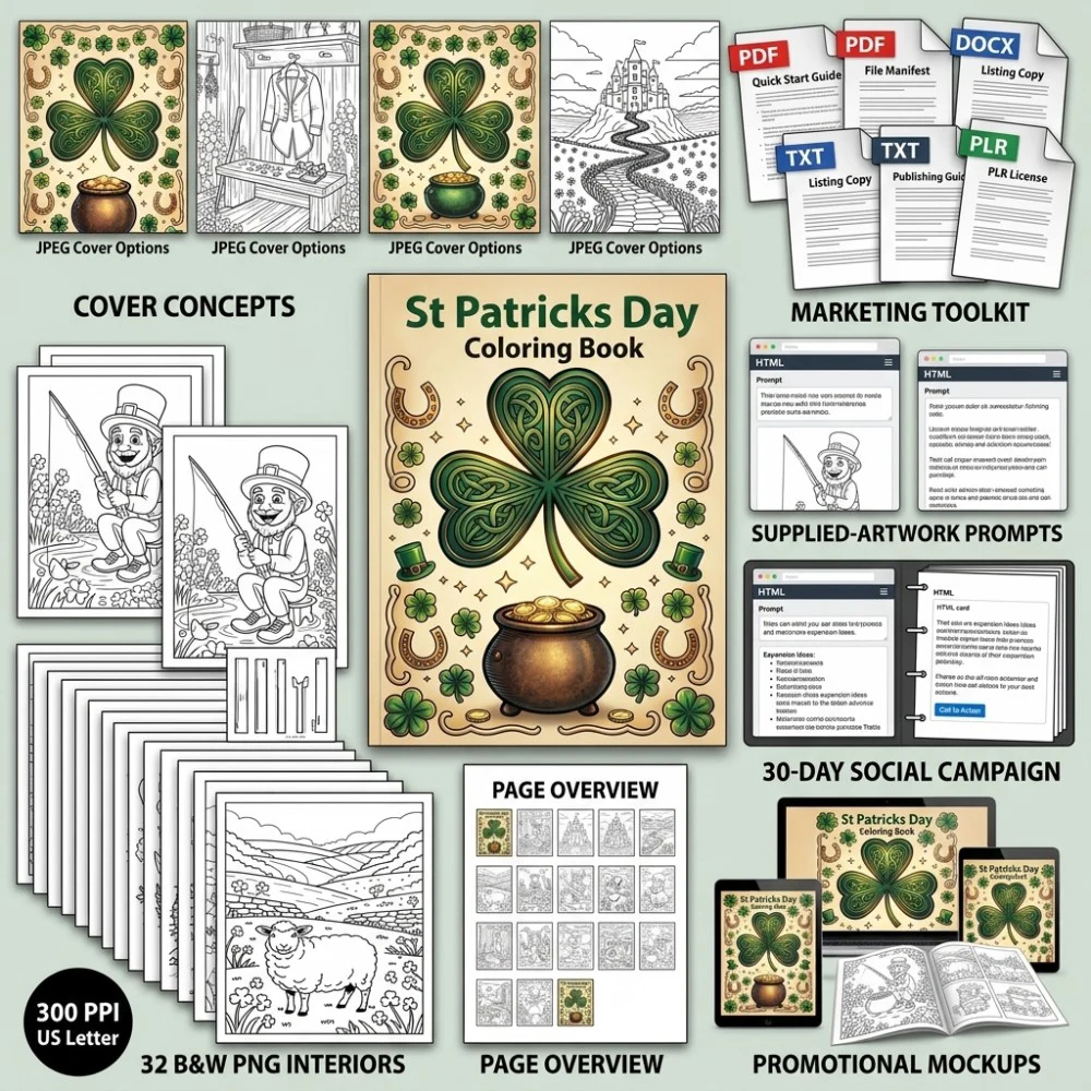 St Patricks Day Coloring What You Get PLR files