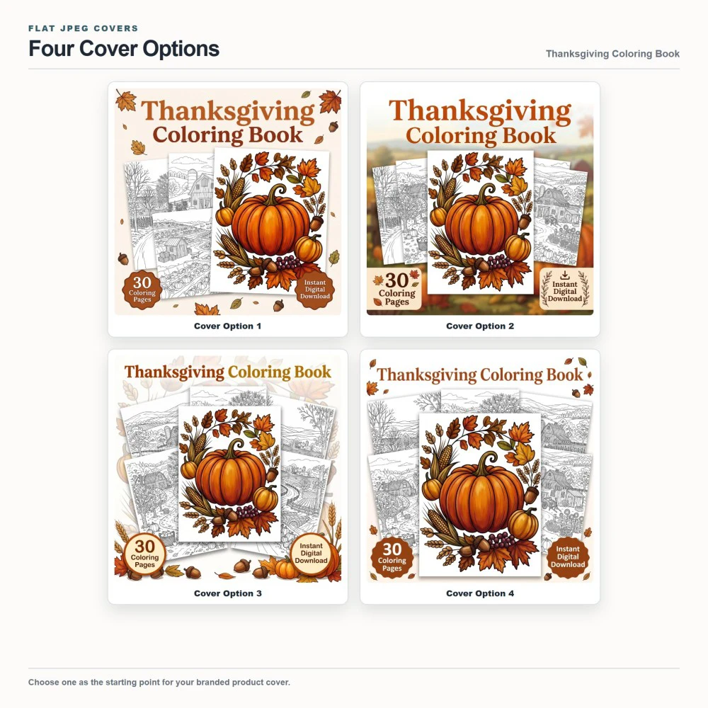 Thanksgiving Coloring Your Brand PLR cover options