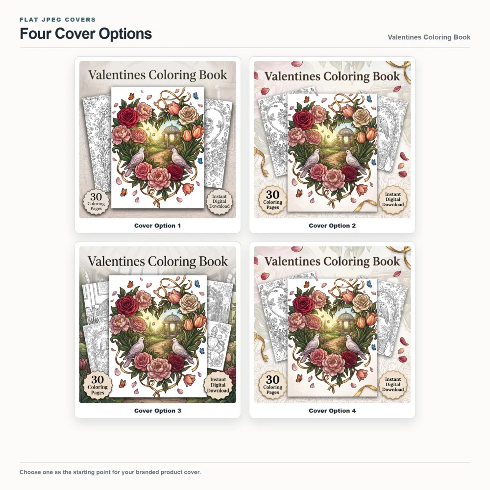 Valentines Coloring Your Brand PLR cover options