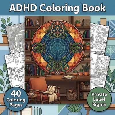 ADHD Coloring Book PLR Kit for Calm, Focus-Friendly Adult Publishing