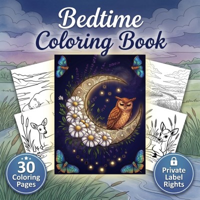 Bedtime Coloring Book PLR Kit for Adult Evening Calm and Creative Expansion