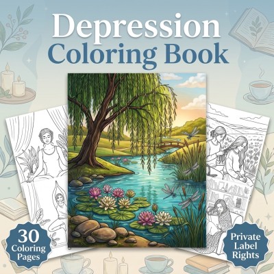 Depression Coloring Book Private Label Rights Kit for Gentle Self-Care Publishing