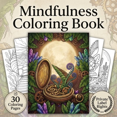 Mindfulness Coloring Book PLR Kit with Surreal Pattern Expansion Prompts