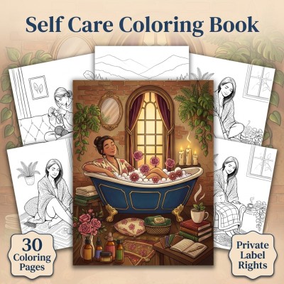 Self Care Coloring Book Private Label Rights Kit for Custom Wellness Editions