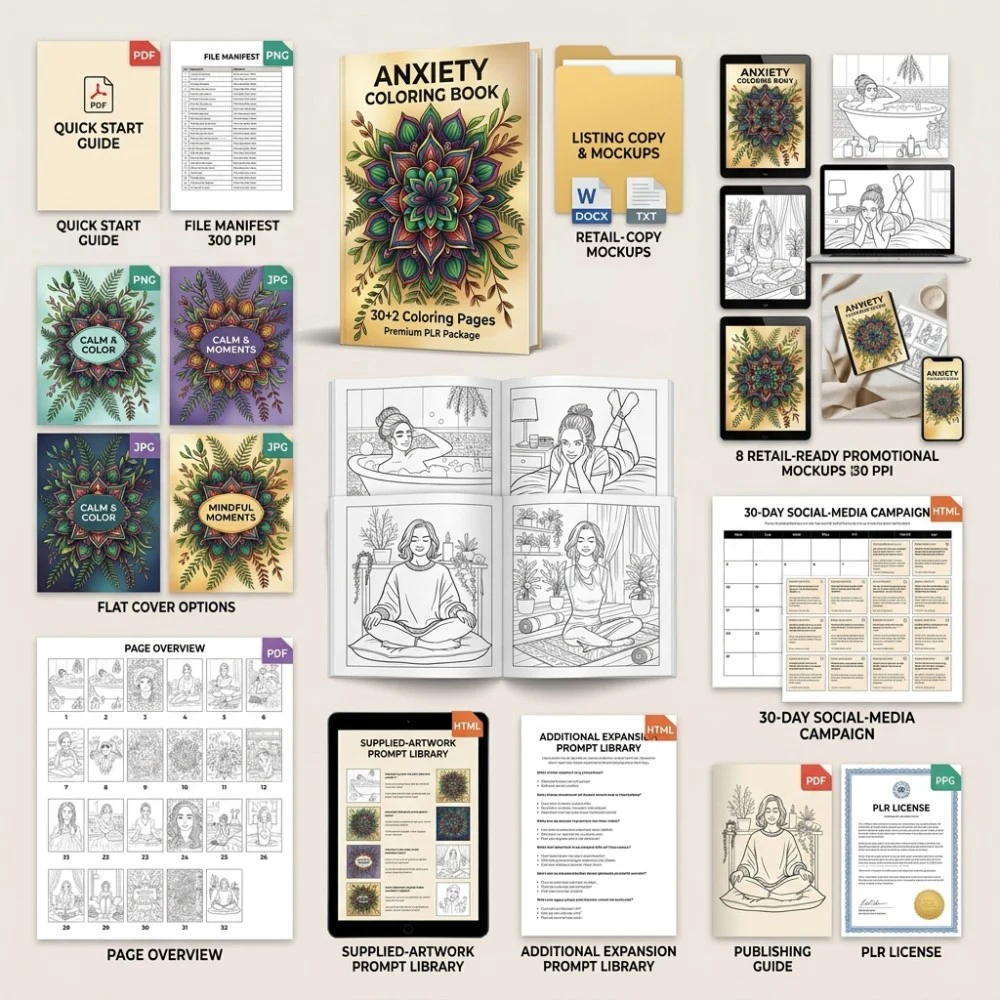 Anxiety Coloring What You Get PLR files