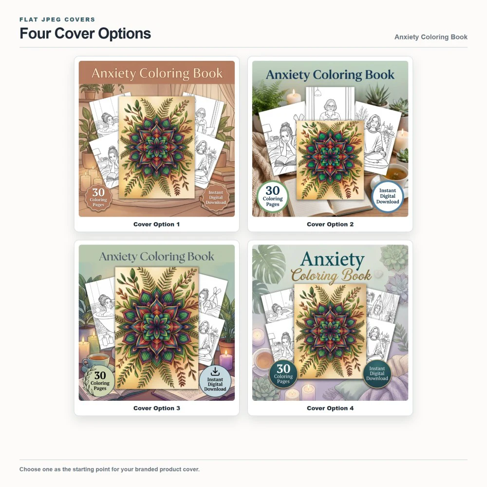 Anxiety Coloring Your Brand PLR cover options