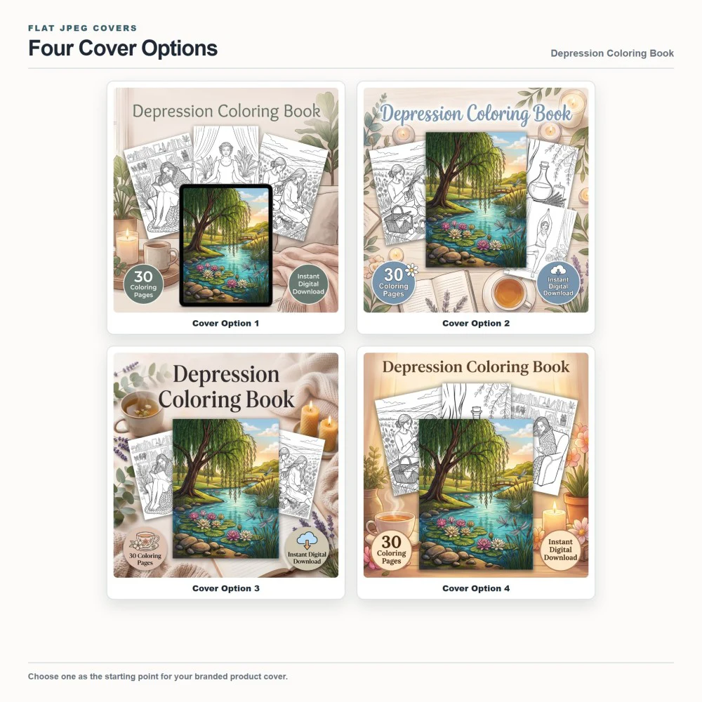 Depression Coloring Your Brand PLR cover options