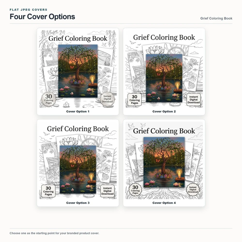 Grief Coloring Your Brand PLR cover options
