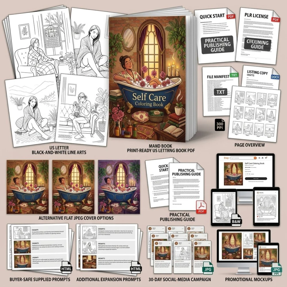 Self Care Coloring What You Get PLR files