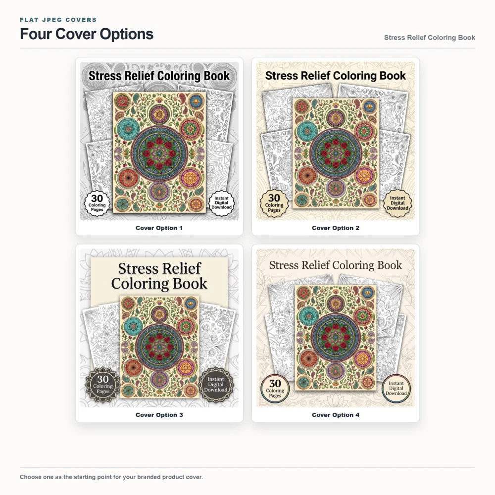 Stress Relief Coloring Your Brand PLR cover options