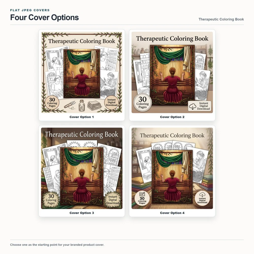 Therapeutic Coloring Your Brand PLR cover options