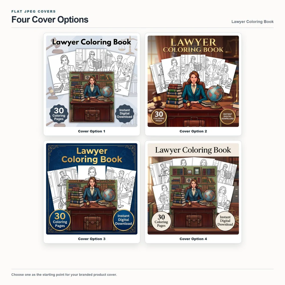 Lawyer Coloring Your Brand PLR cover options